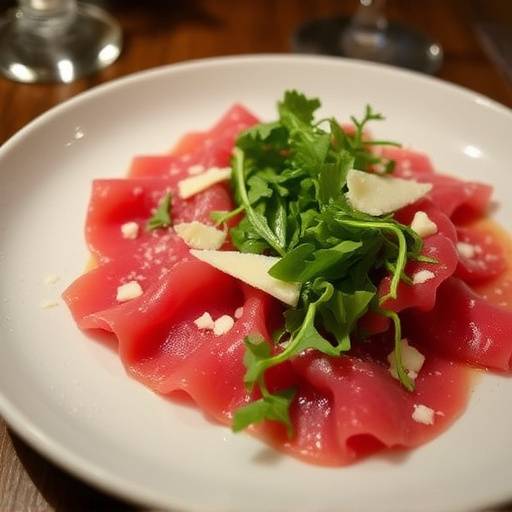 Carpaccio di manzo con rucola e scaglie di parmigiano